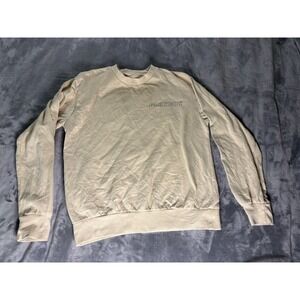 Playboy Mens Crewneck Sweatshirt Size M Tan Solid Fleece Cotton Blend Logo